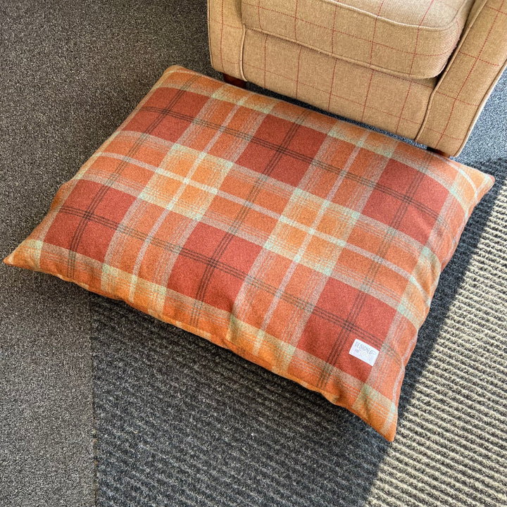 Warm Spice Tartan Pillow Dog Bed