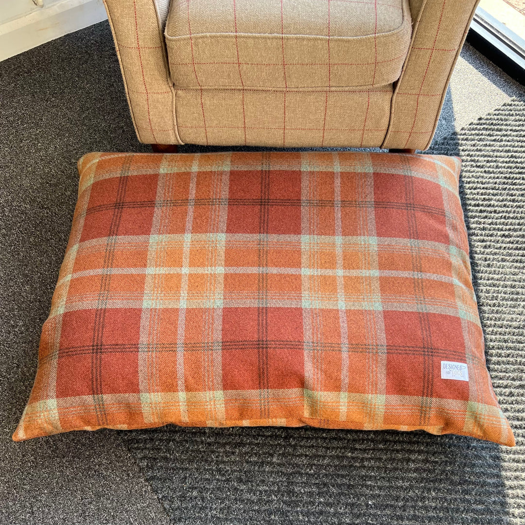 Warm Spice Tartan Pillow Dog Bed