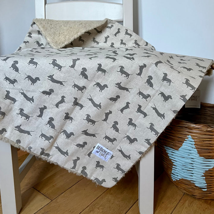 Natural Dachshund Cotton Blanket