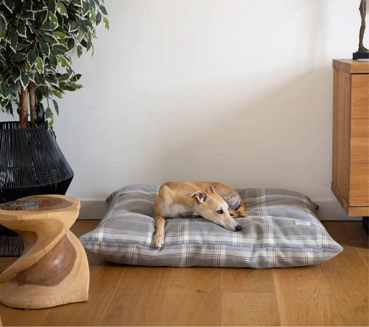 Tartan Pillow Dog Beds - Grey, Farmhouse & Hunter