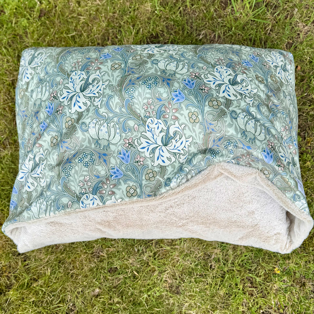 William Morris Moss Green Golden Lily Velvet Doggy Den Bed