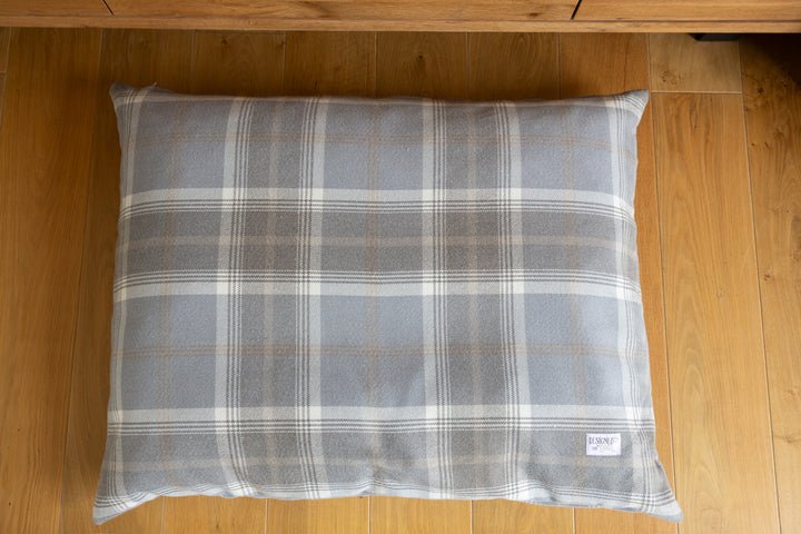 Tartan Pillow Dog Beds - Grey, Farmhouse & Hunter