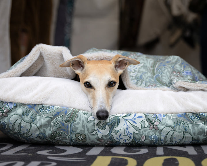 William Morris Moss Green Golden Lily Velvet Doggy Den Bed