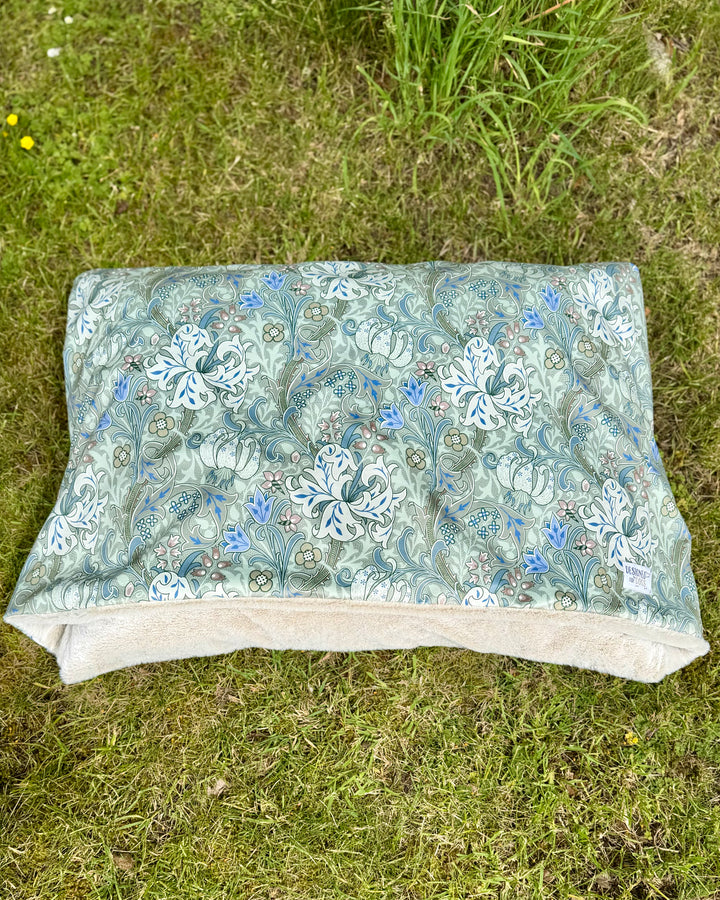 William Morris Moss Green Golden Lily Velvet Doggy Den Bed