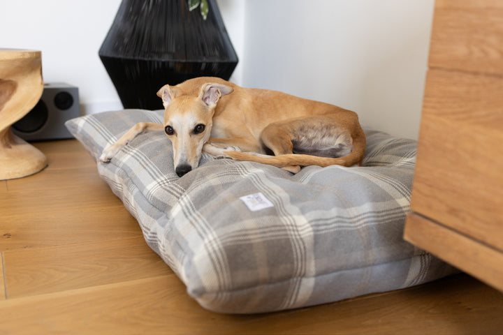 Tartan Pillow Dog Beds - Grey, Farmhouse & Hunter