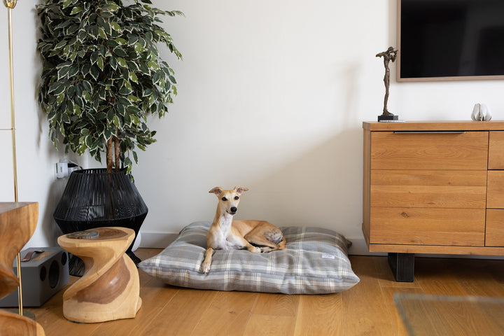 Tartan Pillow Dog Beds - Grey, Farmhouse & Hunter