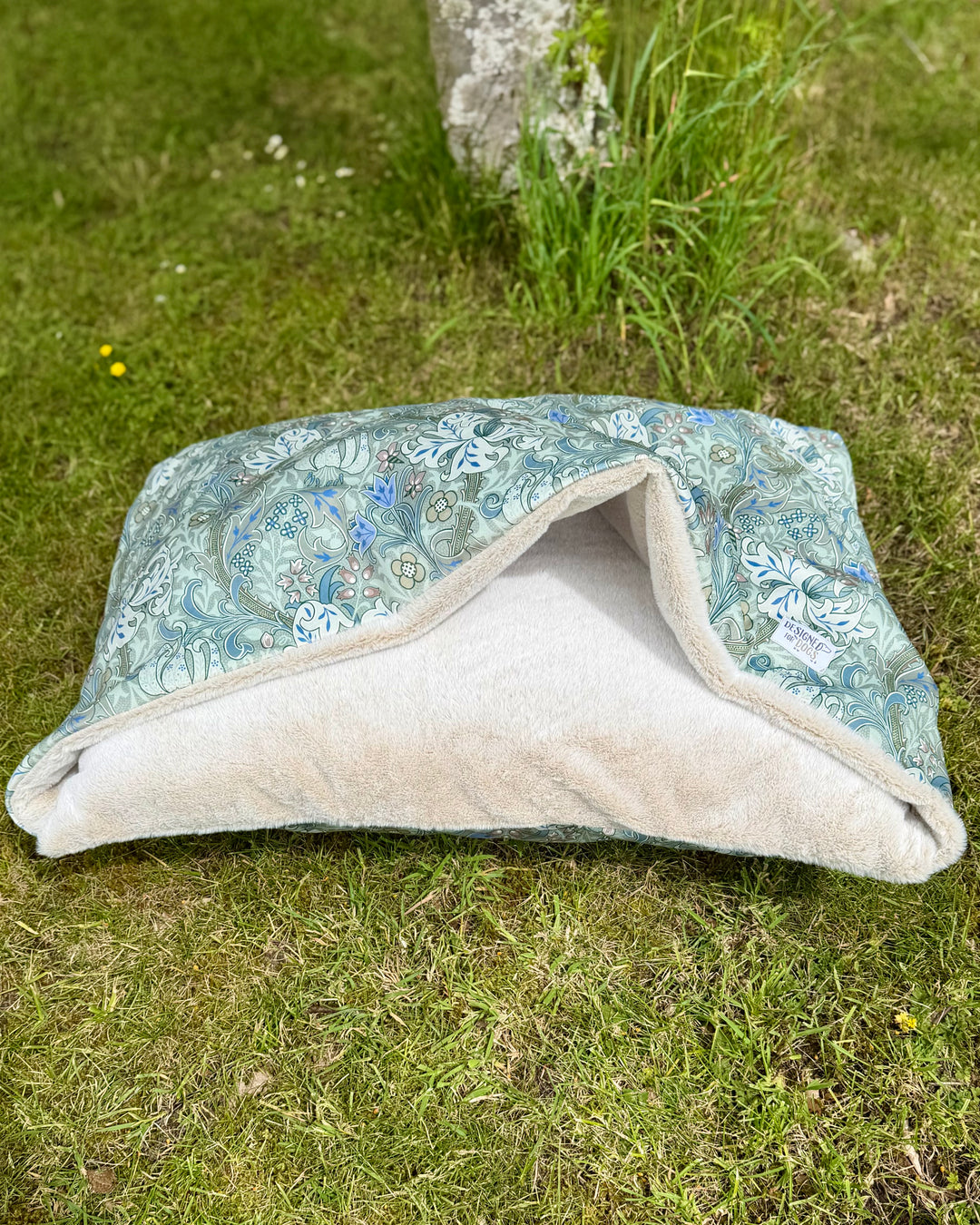 William Morris Moss Green Golden Lily Velvet Doggy Den Bed