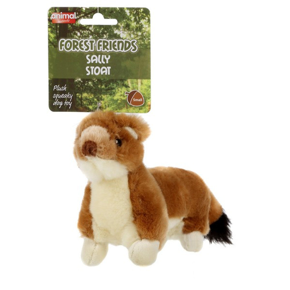 A plush dog toy called Sally Stoat, with original green label packaging