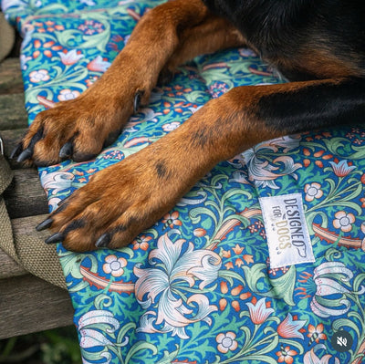 Waterproof Picnic Pads in William Morris Golden Lily, French Blue