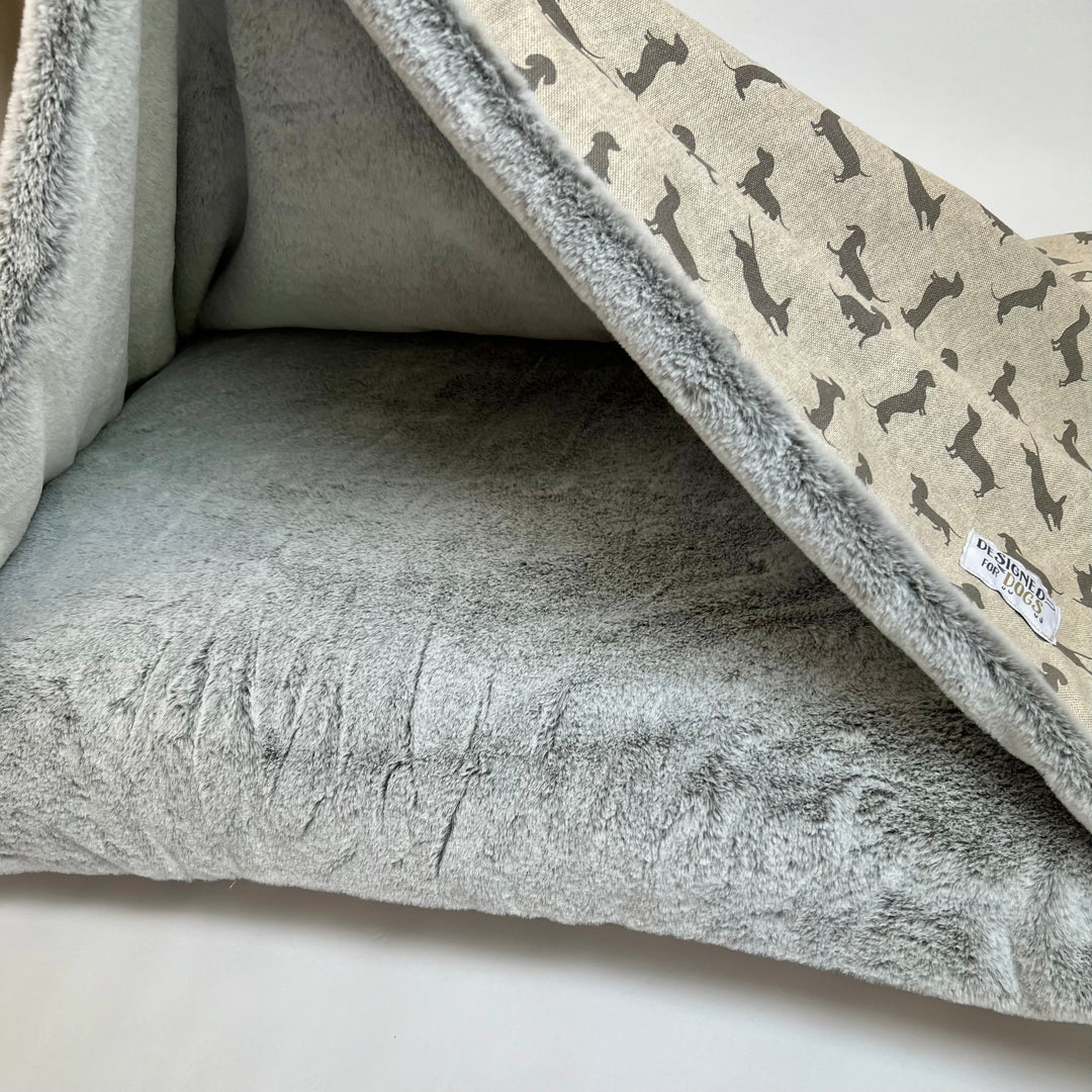 Dachshund Print Doggy Den Bed
