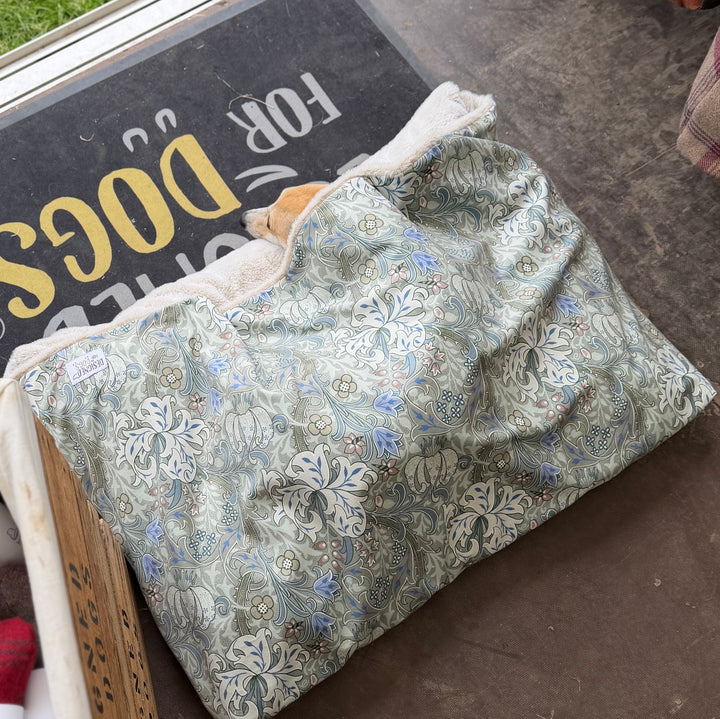William Morris Moss Green Golden Lily Velvet Doggy Den Bed