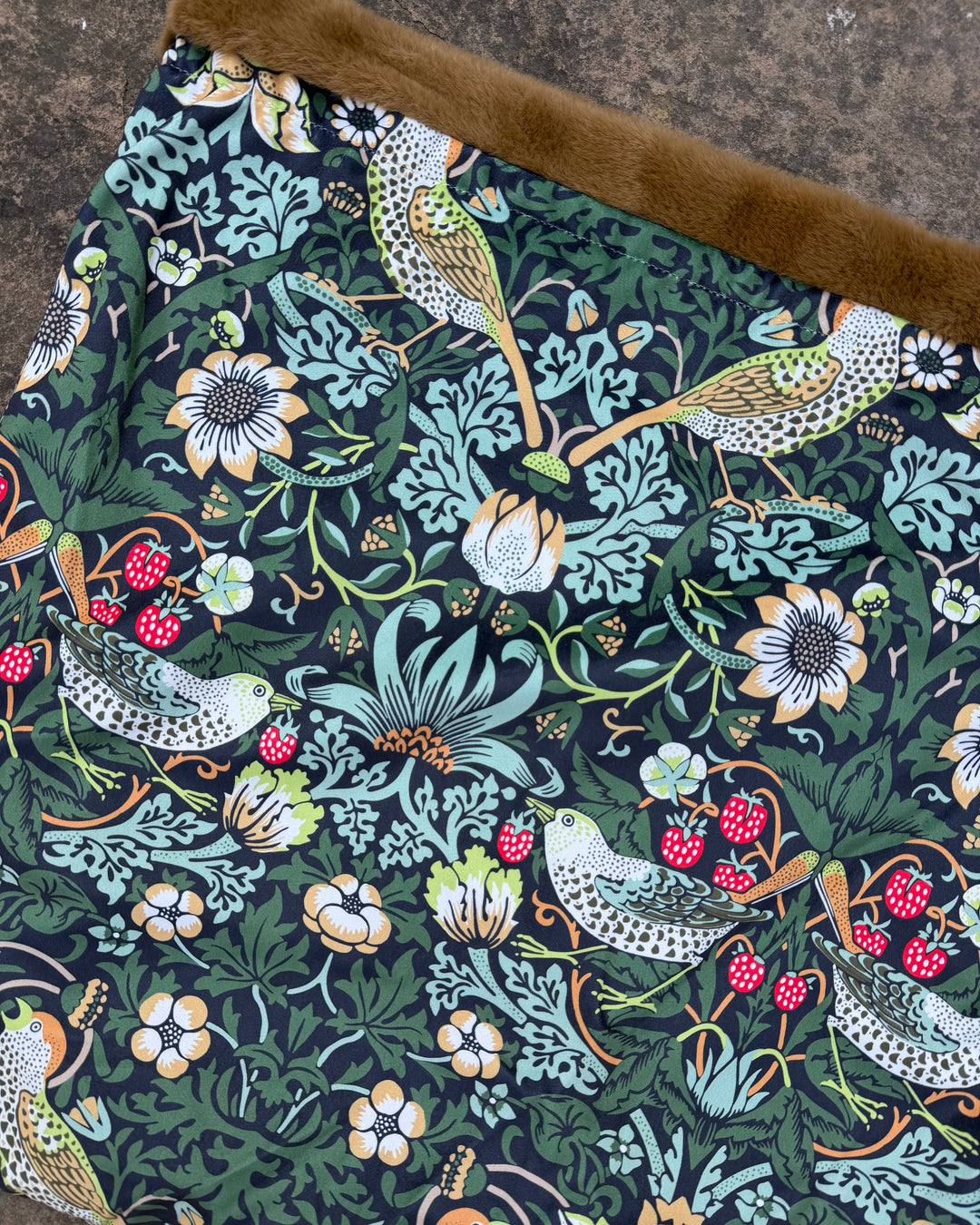 William Morris Ember Strawberry Thief Velvet Snuggle Sacks