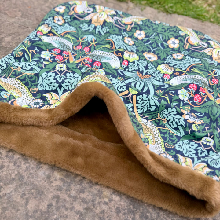 William Morris Ember Strawberry Thief Velvet Snuggle Sacks