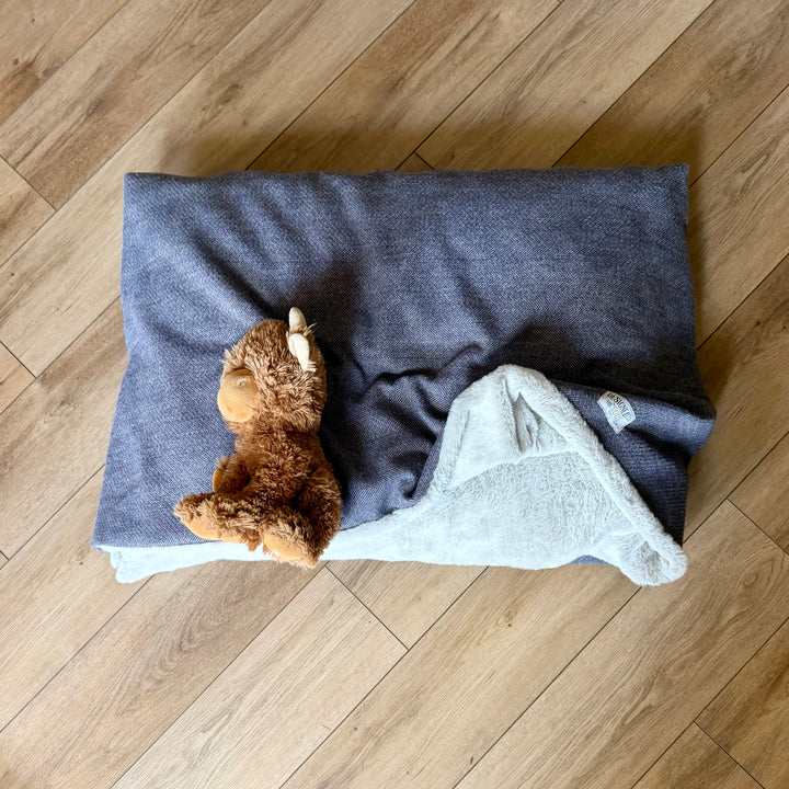 Oxford Blue Tweed Doggy Den Bed