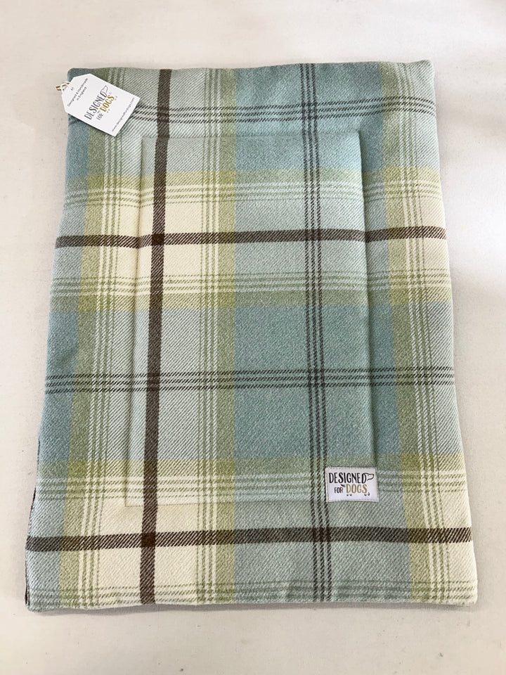 Blue tartan small dog mat 