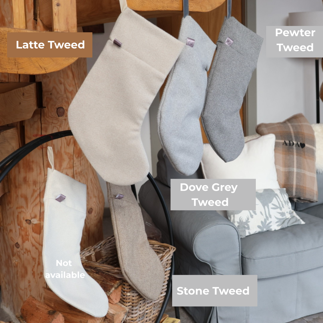 Simply Stylish Herringbone Tweed Christmas Stockings