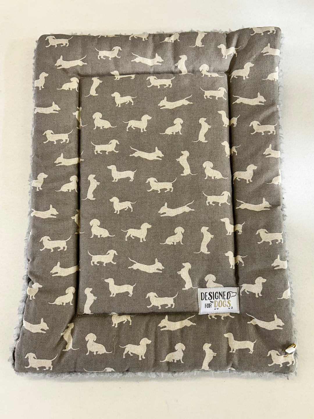 Grey dachshund printed fabric extra small dog mat