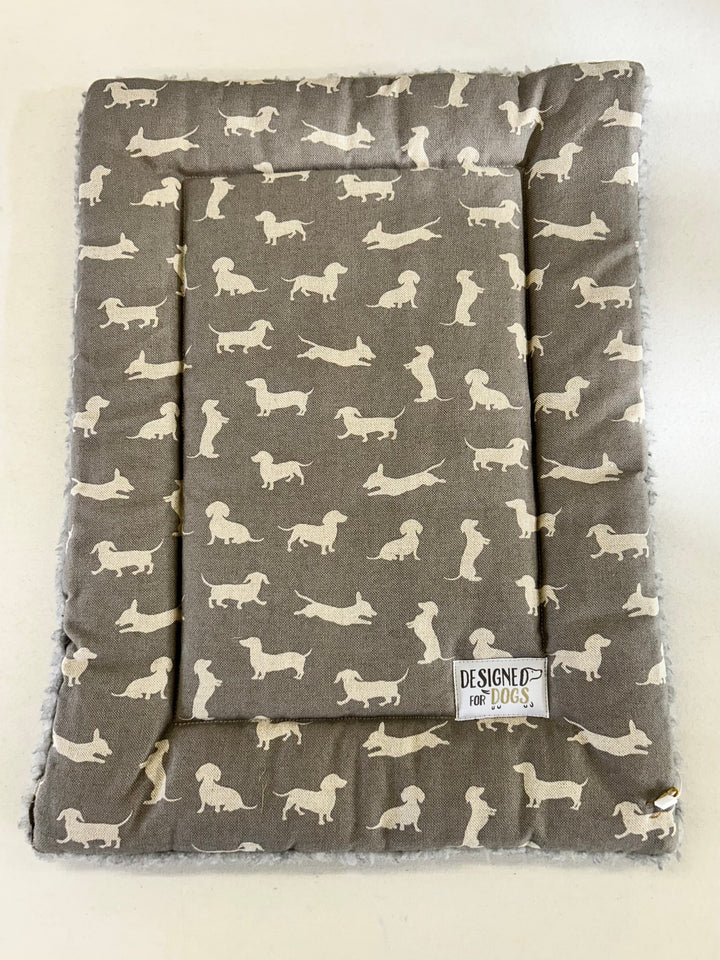 Grey dachshund printed fabric extra small dog mat