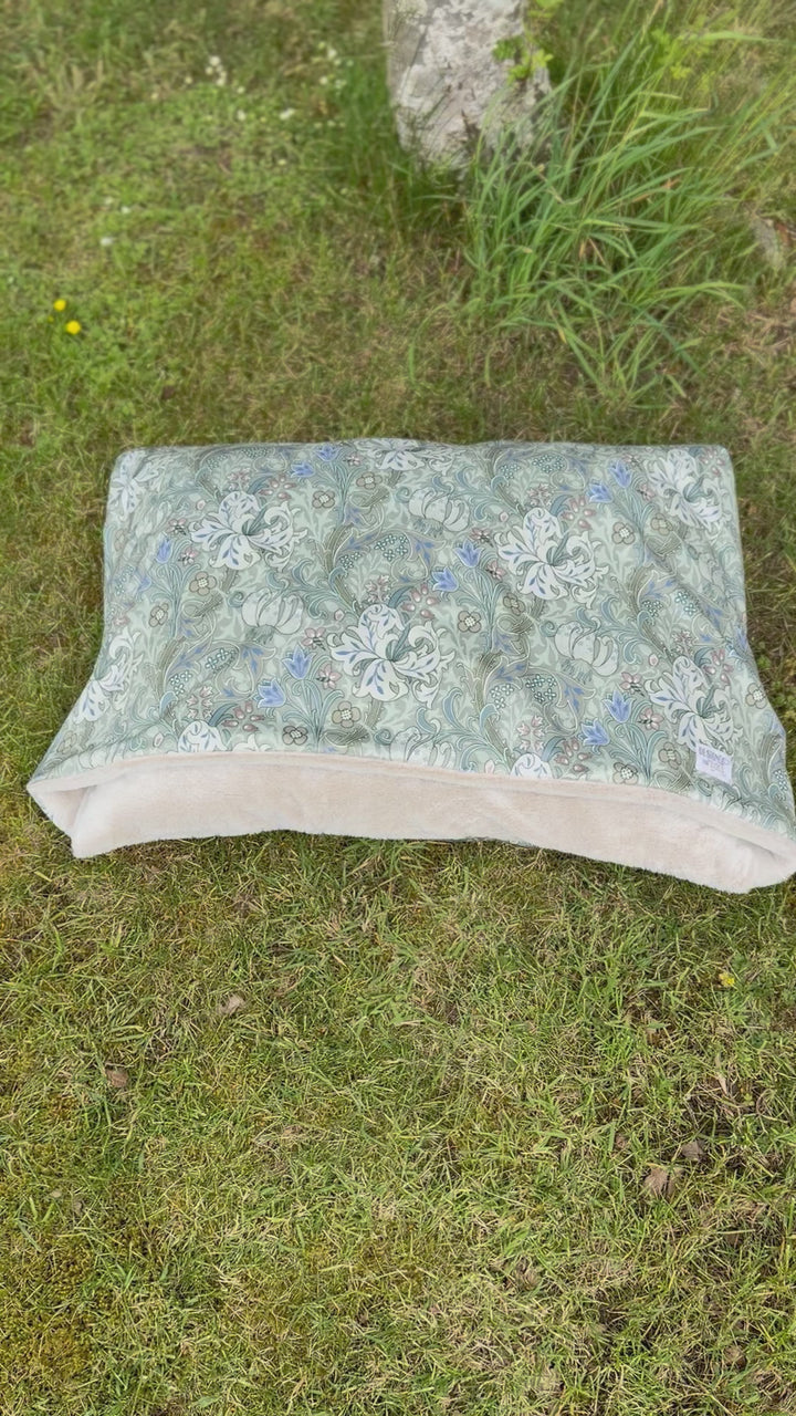 William Morris Moss Green Golden Lily Velvet Doggy Den Bed